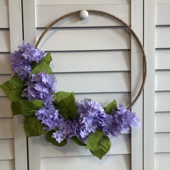 Other - Delicate Pastel Lilac Feminine Flower Leaf Floral Decor Twine Tweed Hoop Wreath